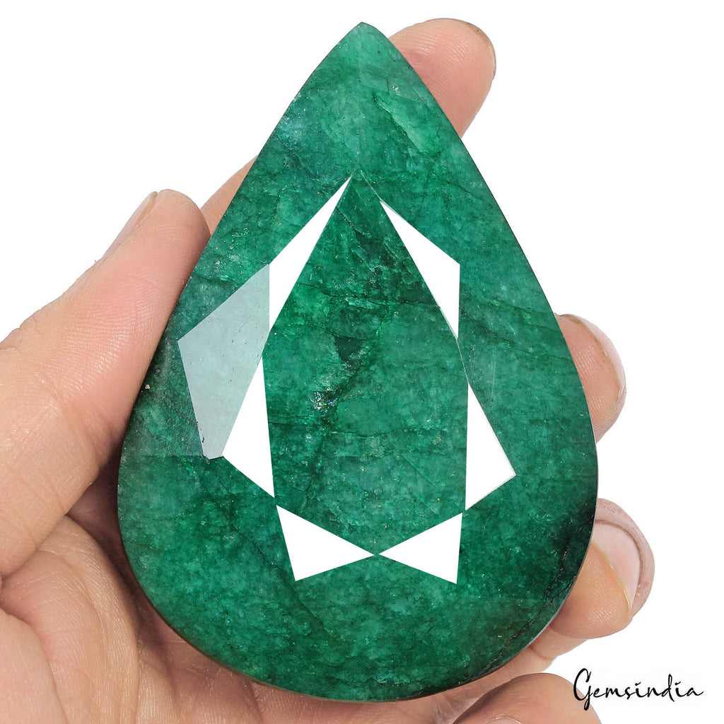 Natural Blue Green Zambian Emerald Pear Cut Faceted Earth Mined 1140 Ct Gemstone
