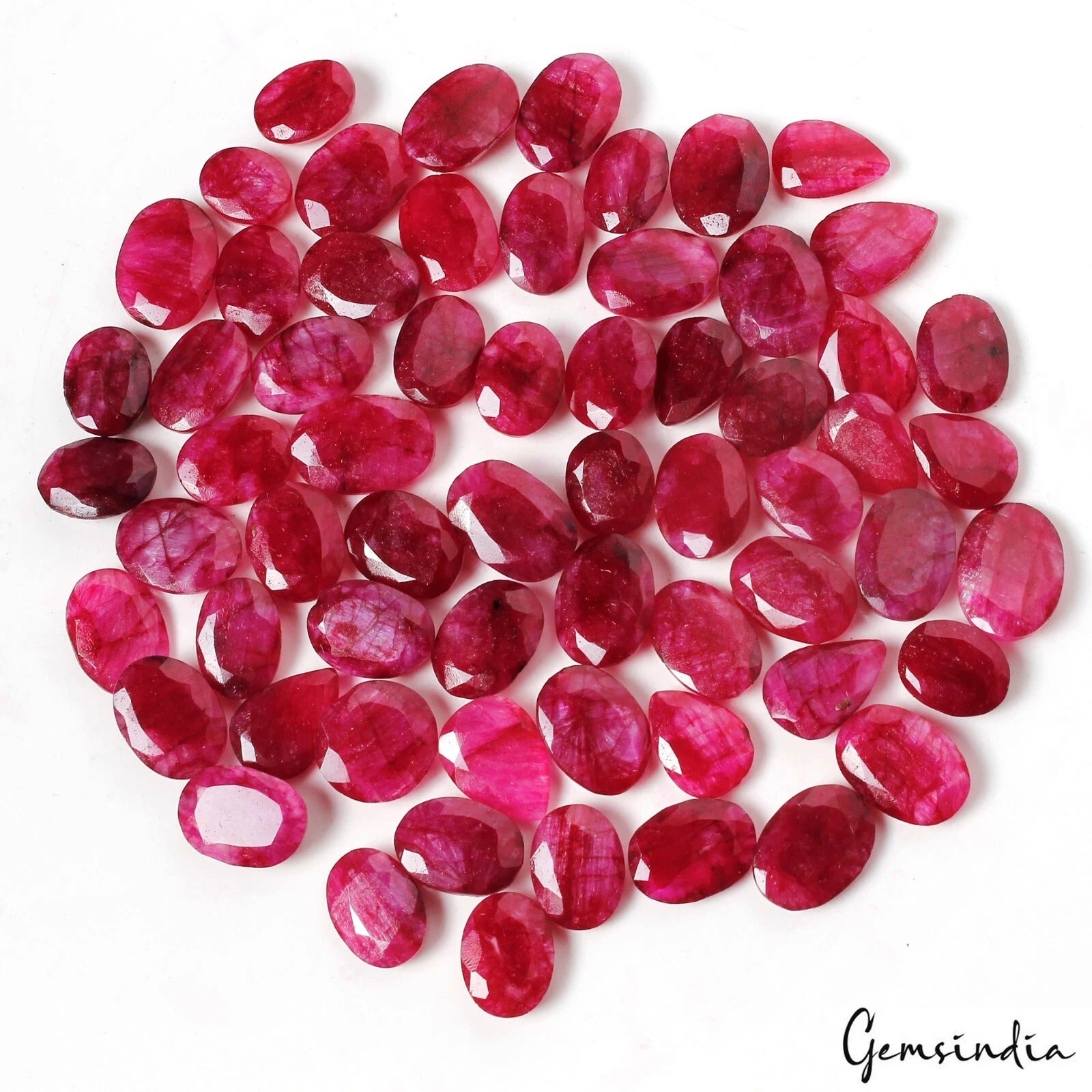 Red Beryl Lot, Loose Gemstone, Oval & Pear Cut, Color Enhanced — 63 Pieces, 13mm to 19mm, 650 Ct