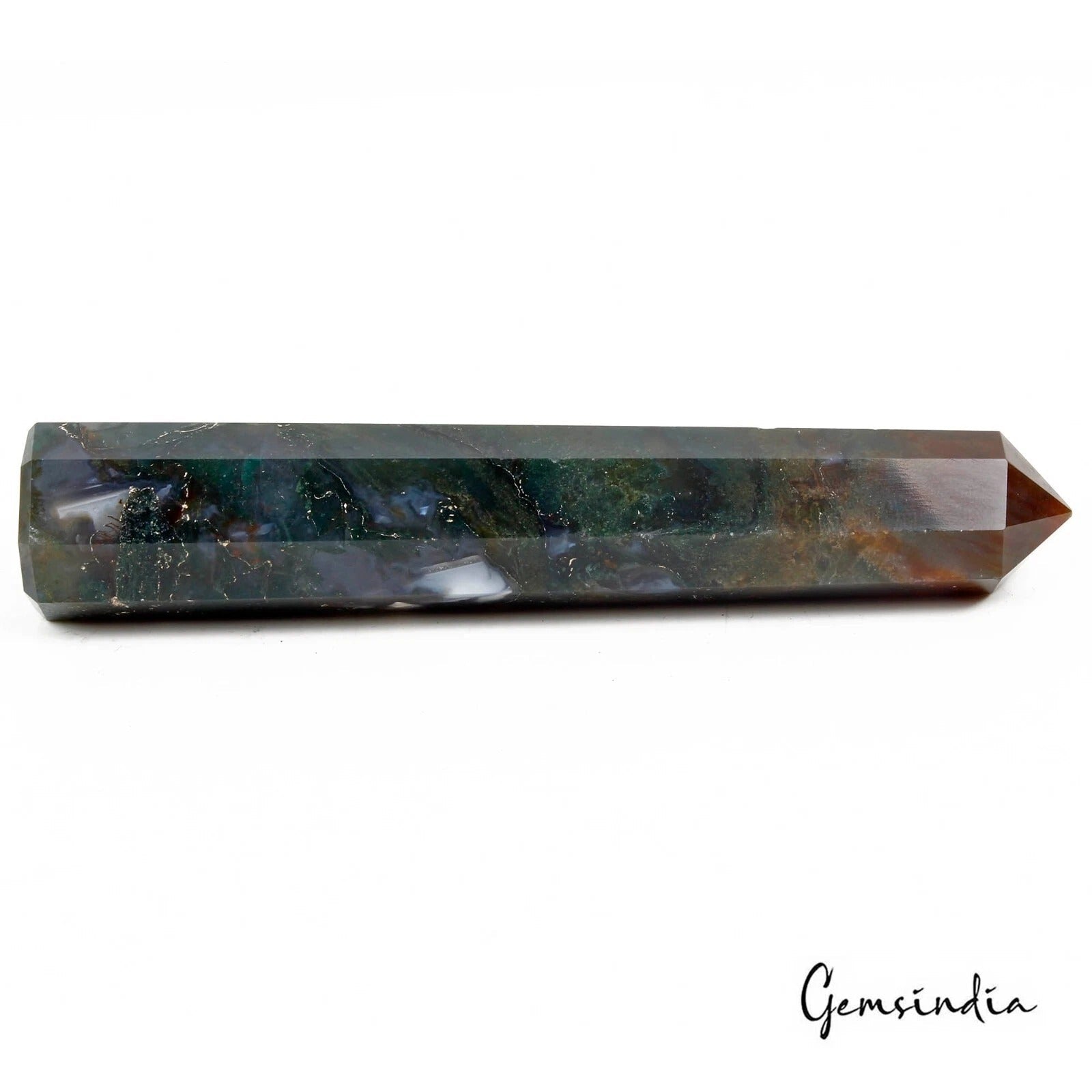 450 Ct Natural Untreated Moss Agate Want Point Crystal Gems Pencil Tower Obelisk