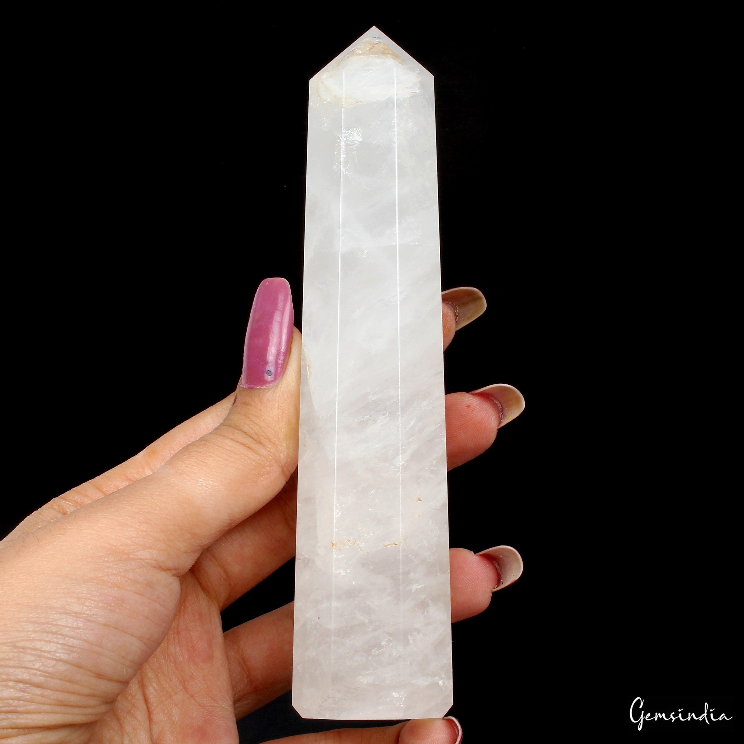 228 Gram/5.5 Inch Natural White quartz obelisk crystal tower wand point healing