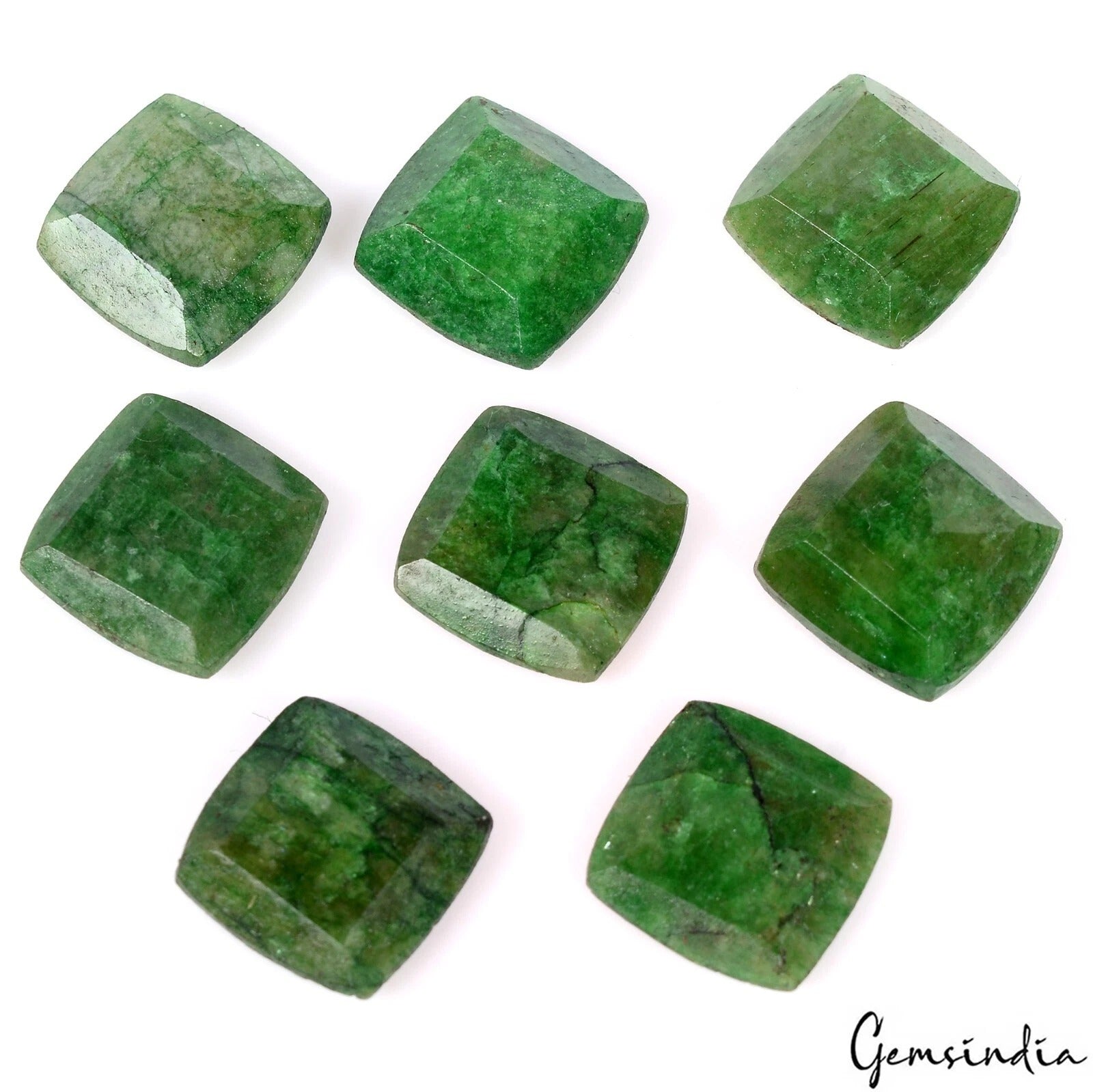 40.90 Ct Natural Green Brazilian Emerald 11mm Cushion Cut Earth Mined Gems Lot
