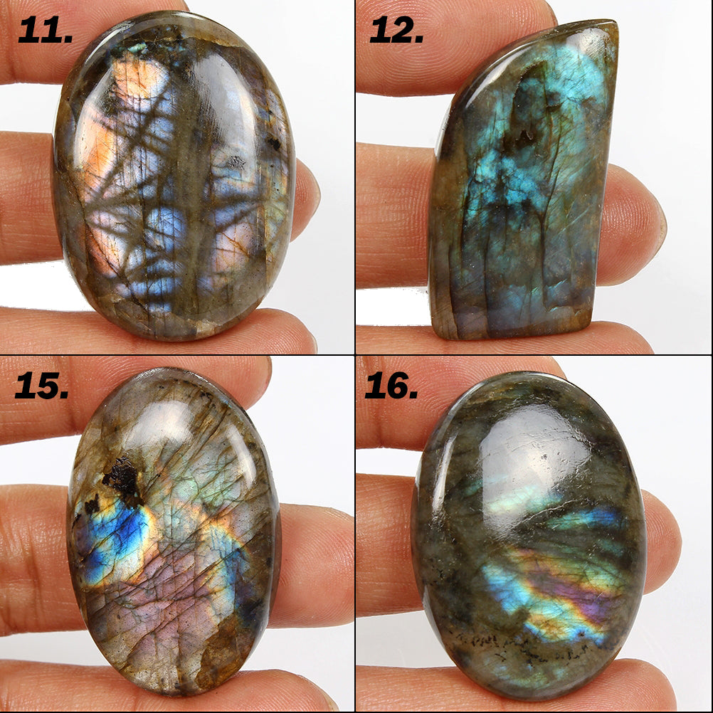 1660 Cts/16 Pcs Natural Untreated Spectrolite Labradorite Mix Cab Loose Gems Lot