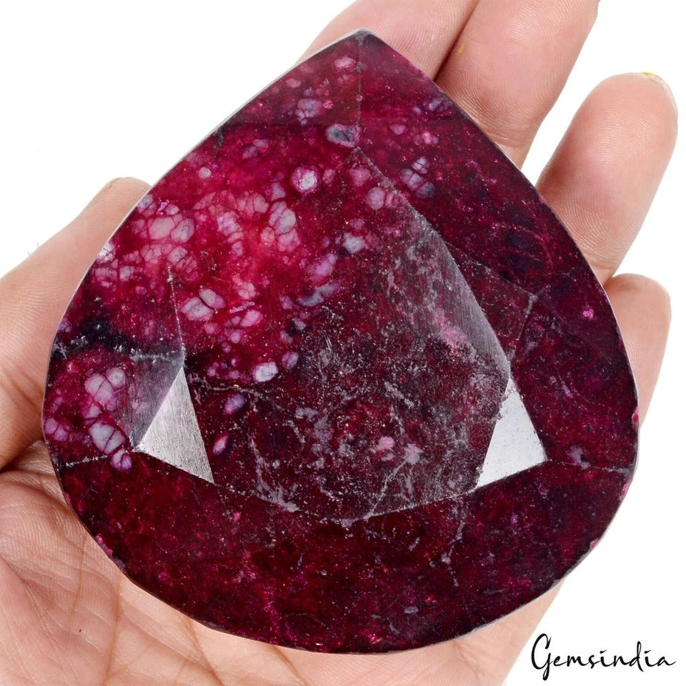 1880 Ct Natural Red Ruby Pear Faceted Cut Huge Museum Size Madagascar Gemstone