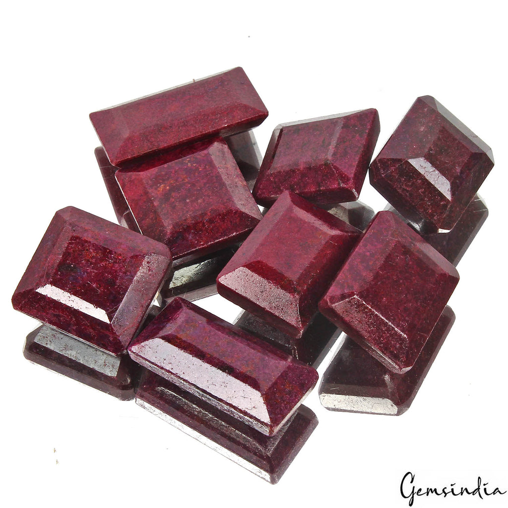 Ruby Lot, Loose Gemstone, Color Enhanced, Dark Red — 8 Pieces, 33mm to 49mm, 1900 Ct, Madagascar