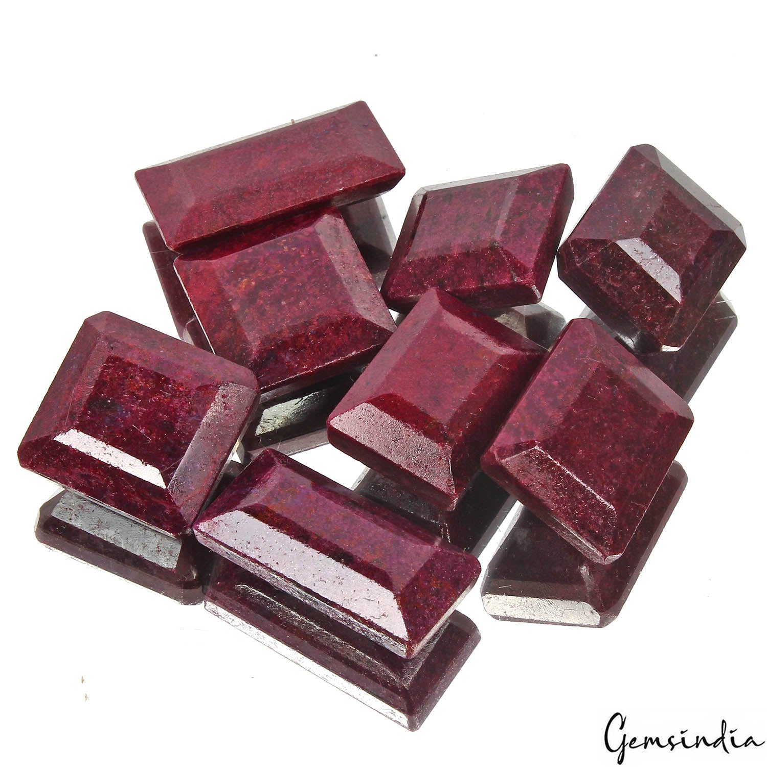Ruby Lot, Loose Gemstone, Color Enhanced, Dark Red — 8 Pieces, 33mm to 49mm, 1900 Ct, Madagascar