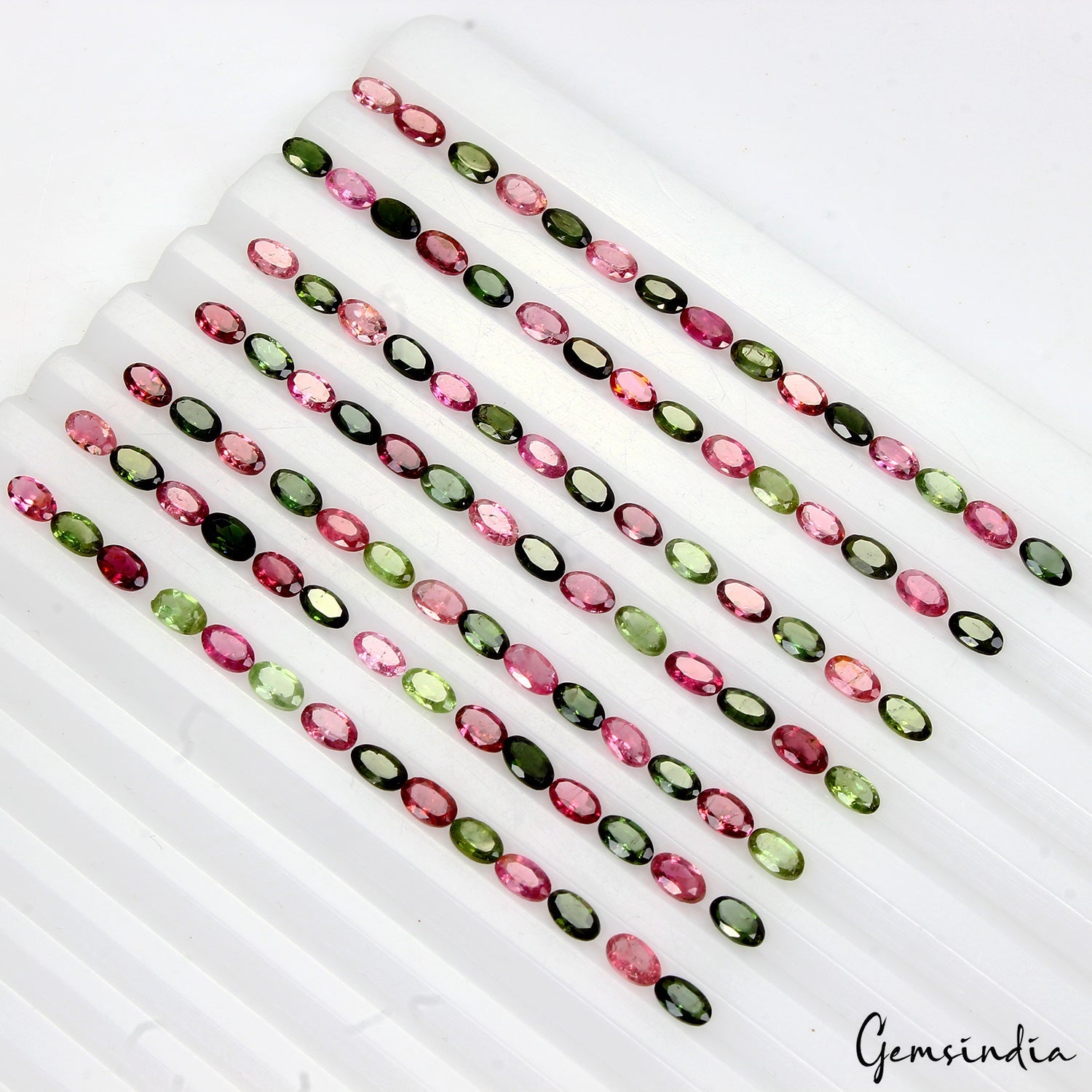 Natural Tourmaline Oval Cut Pink & Green Gemstone Lot 100 Pcs 5*3 MM 22.60Ct