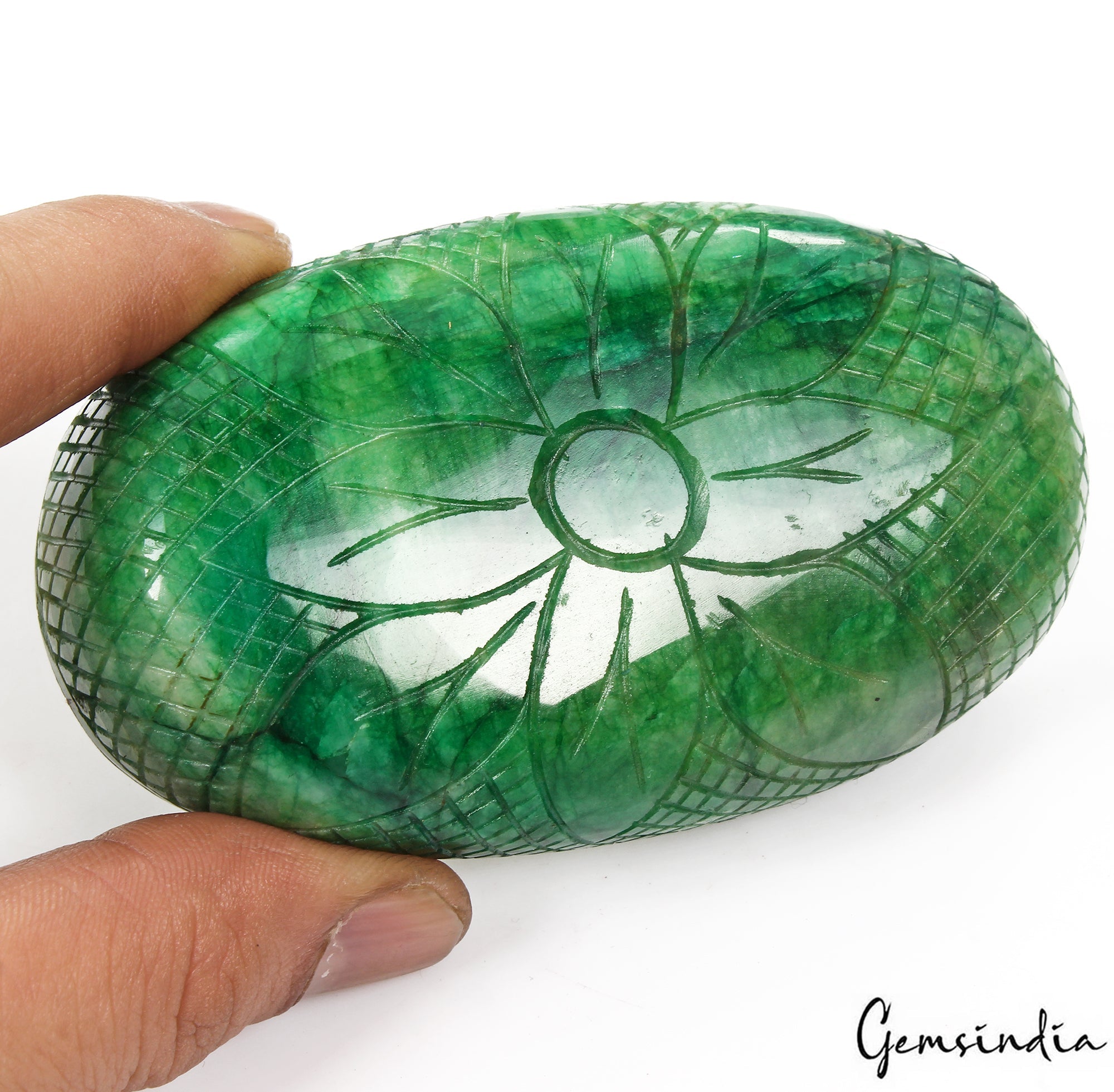 1580 Ct Natural Green Emerald Hand Carved Floral Design Loose Museum Size Gems
