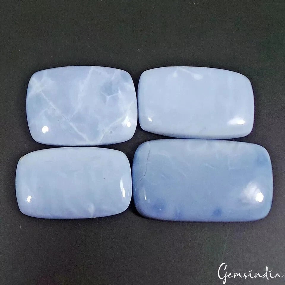 225 Cts/4 Pcs Natural Australian Blue Opal Cushion Cab Loose Wholesale Gems Lot