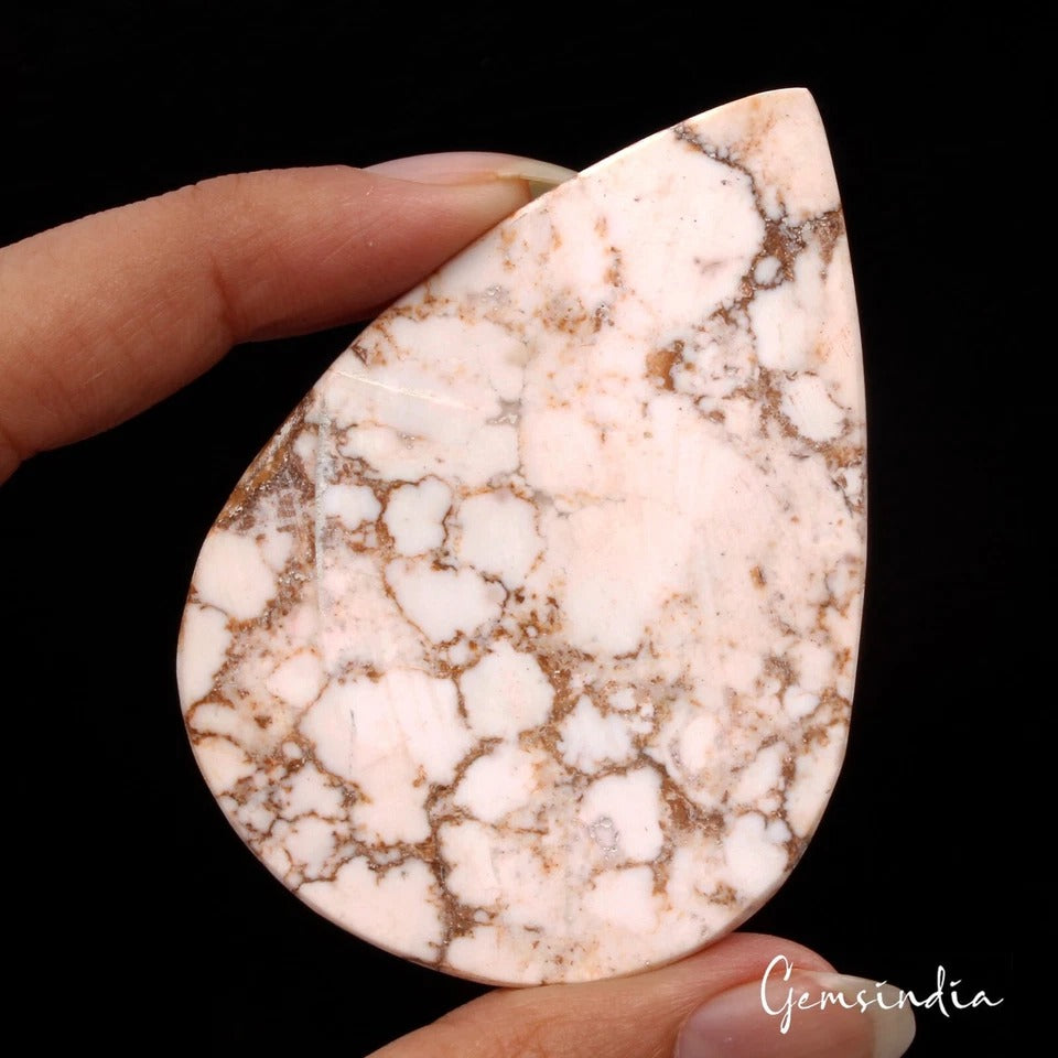 Turquoise Cabochon, White — 70 x 59 x 6mm, 180 Ct