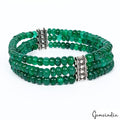 6.5 Inch Natural Zambian Emerald 3 Strand Stretchable Bracelet Jewelry For Women