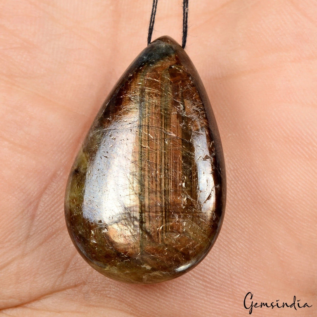 Certified 69.60 Cts Natural Brown Sapphire Pear Cabochon Drilled Bead/Briolette