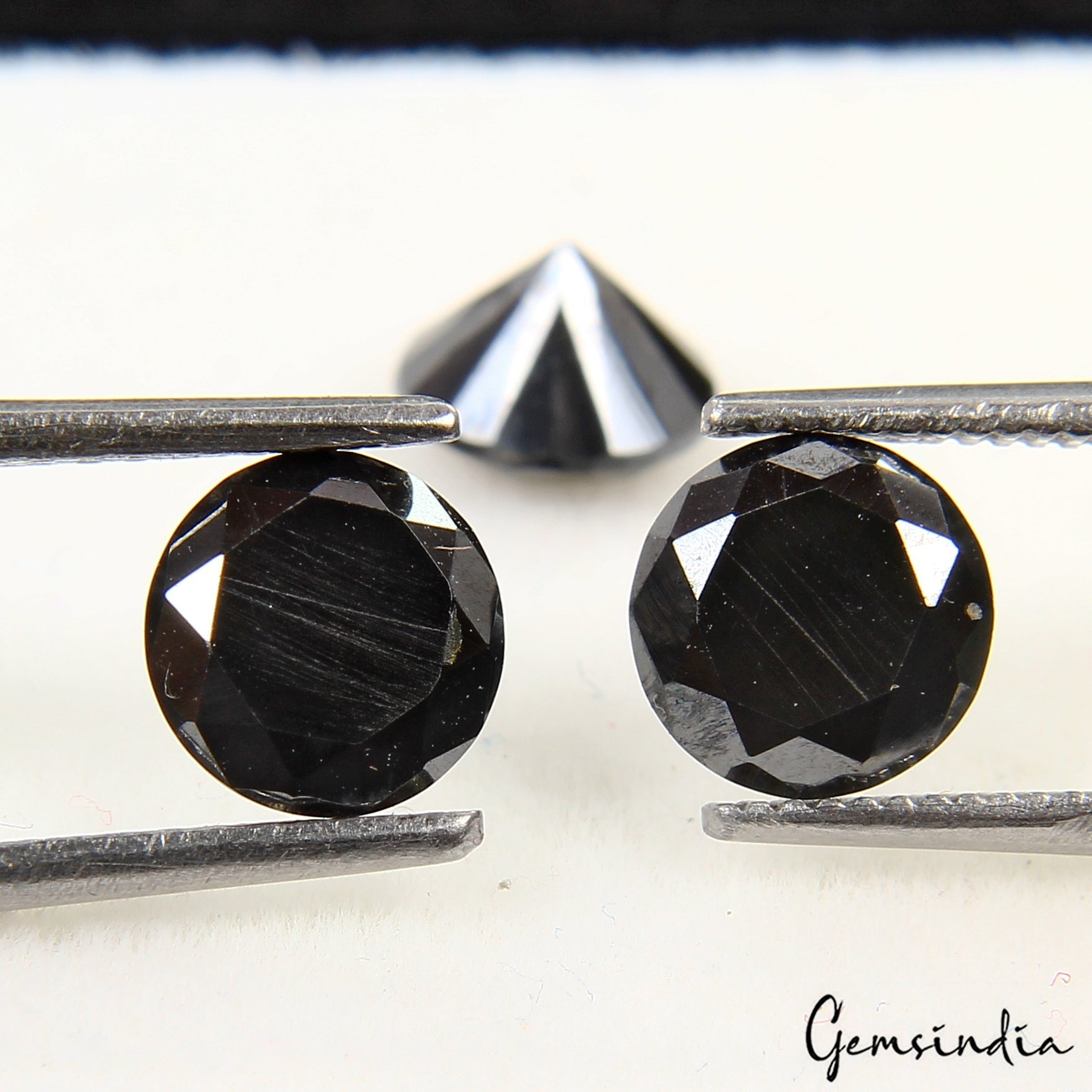 3 Pcs Black Moissanite Diamond 6mm Round Cut Top Quality Solitaire Gemstones