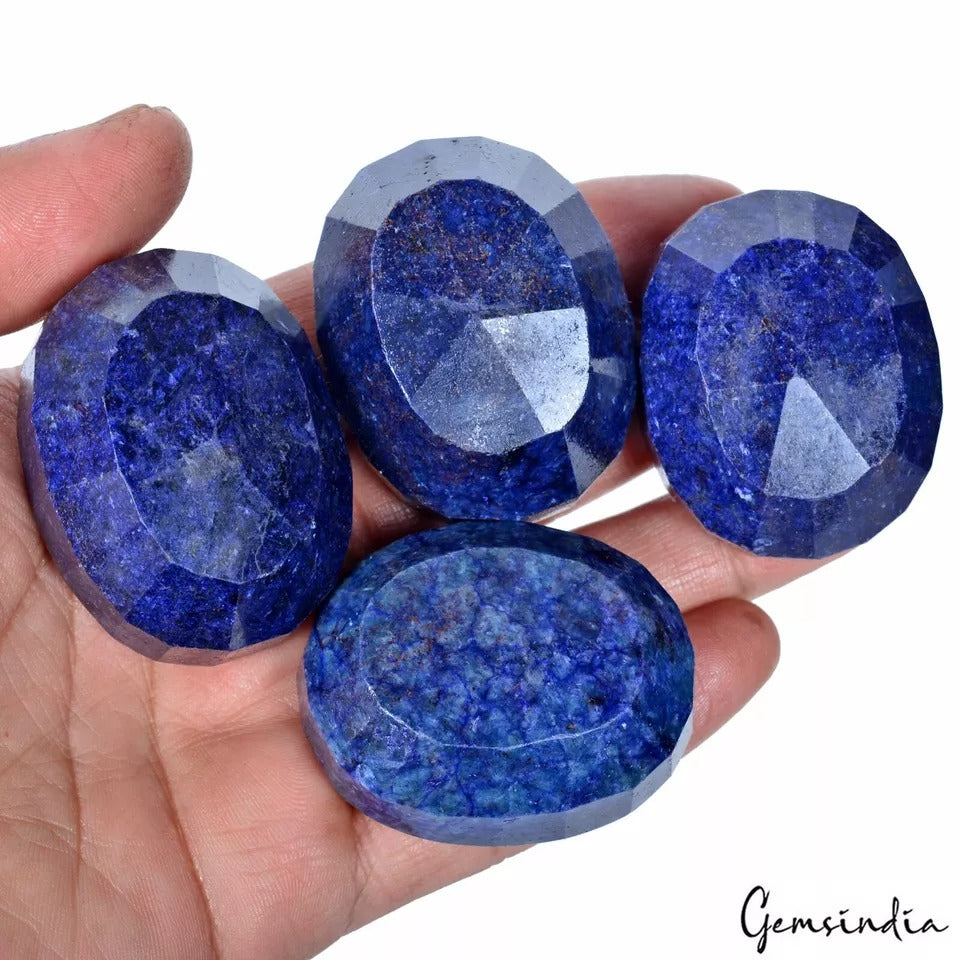 2050 Ct/4 Pcs Natural Blue Sapphire Oval Faceted Cut Madagascar Loose Gemstones