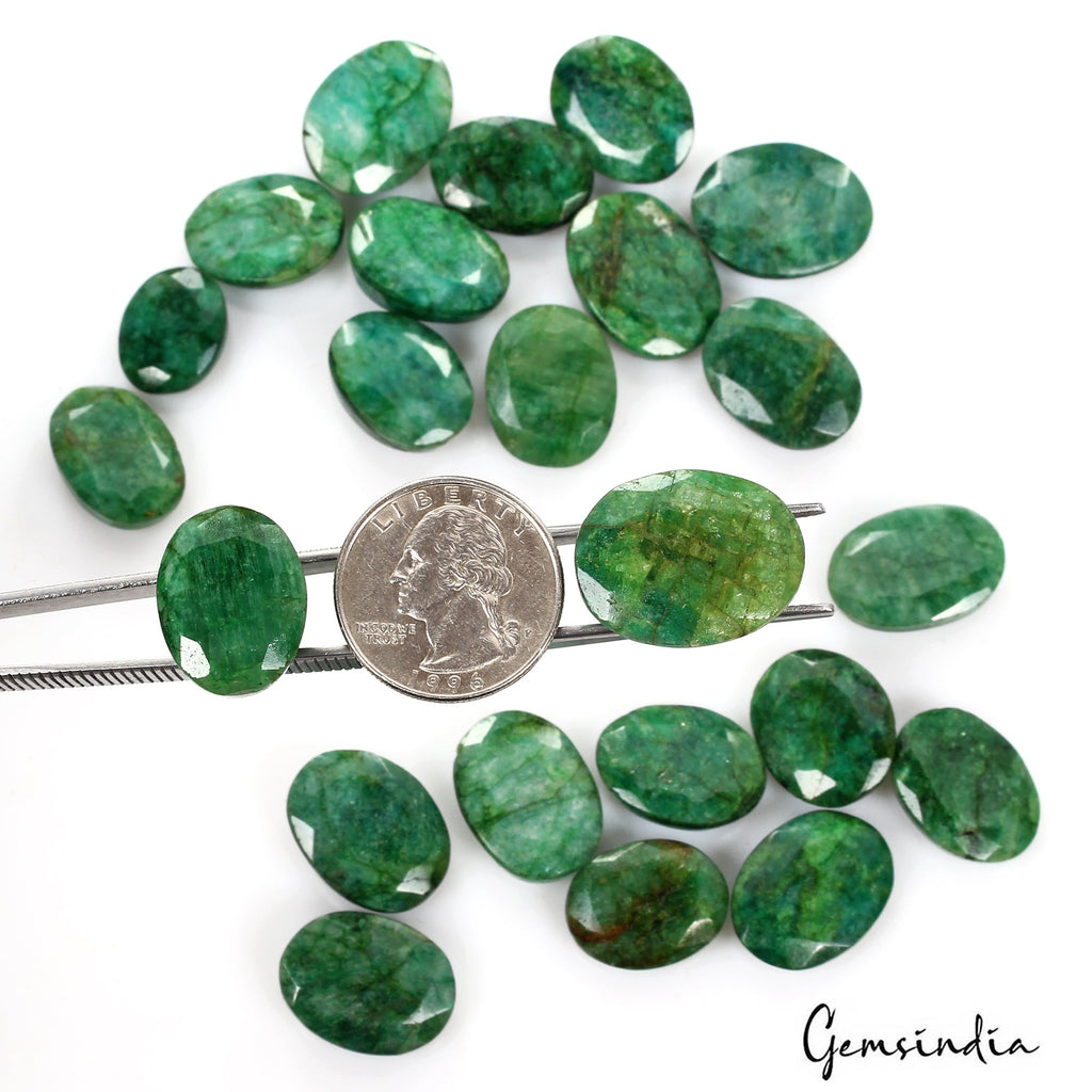 Certified Natural Green Emerald 500 Ct Oval Cut Loose Ring Size Gemstones~23 Pcs