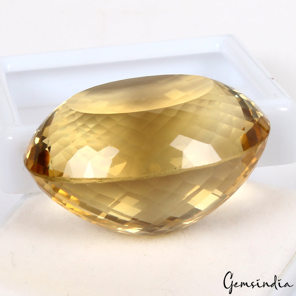 Large &Clean 91.40 Cts Natural Untreated Yellow Citrine Oval  Cut Loose Gemstone