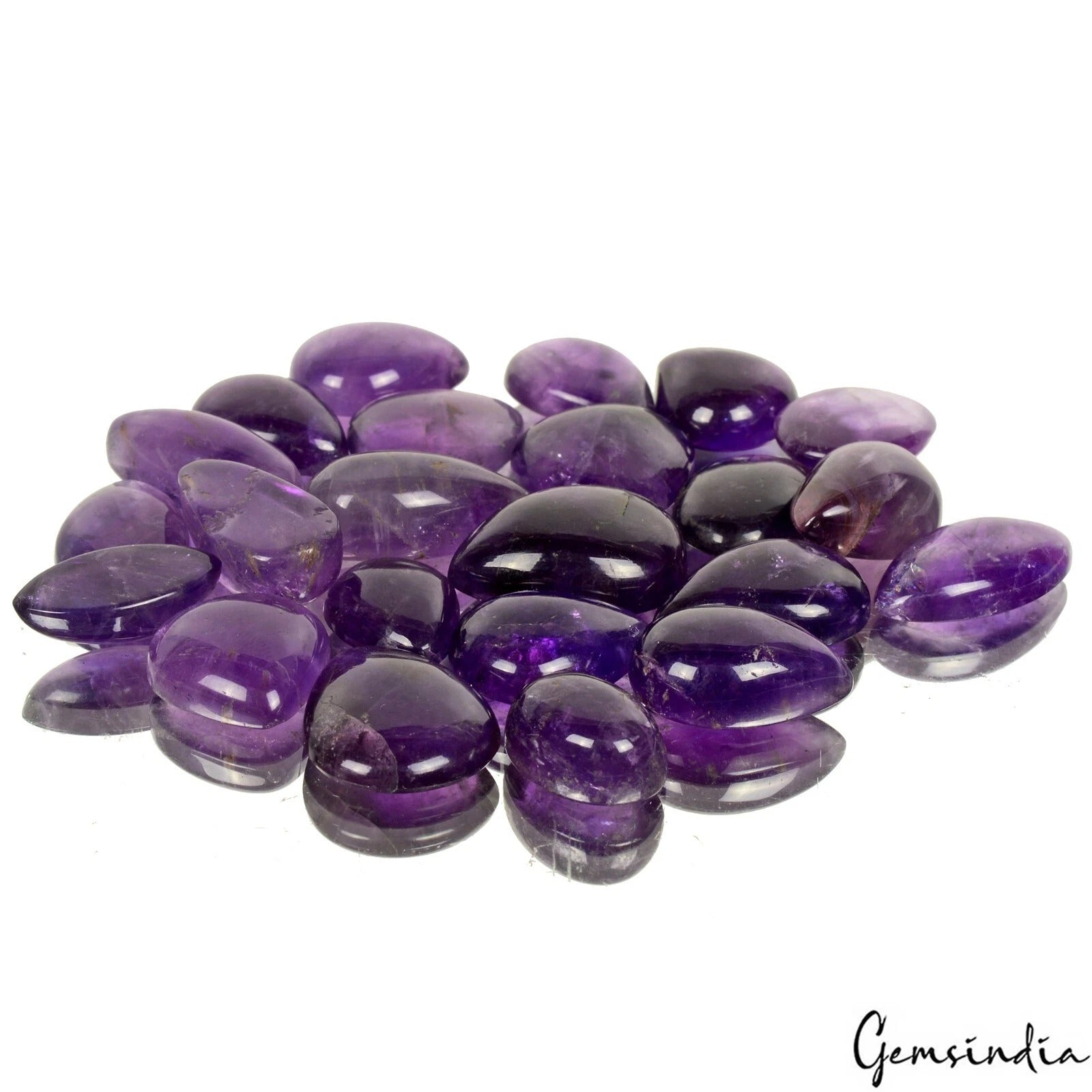 Amethyst Lot, Cabochon, Oval Pear Marquise Cabochon, Untreated — 23 Pieces, 16mm to 25mm, 350 Ct, Madagascar