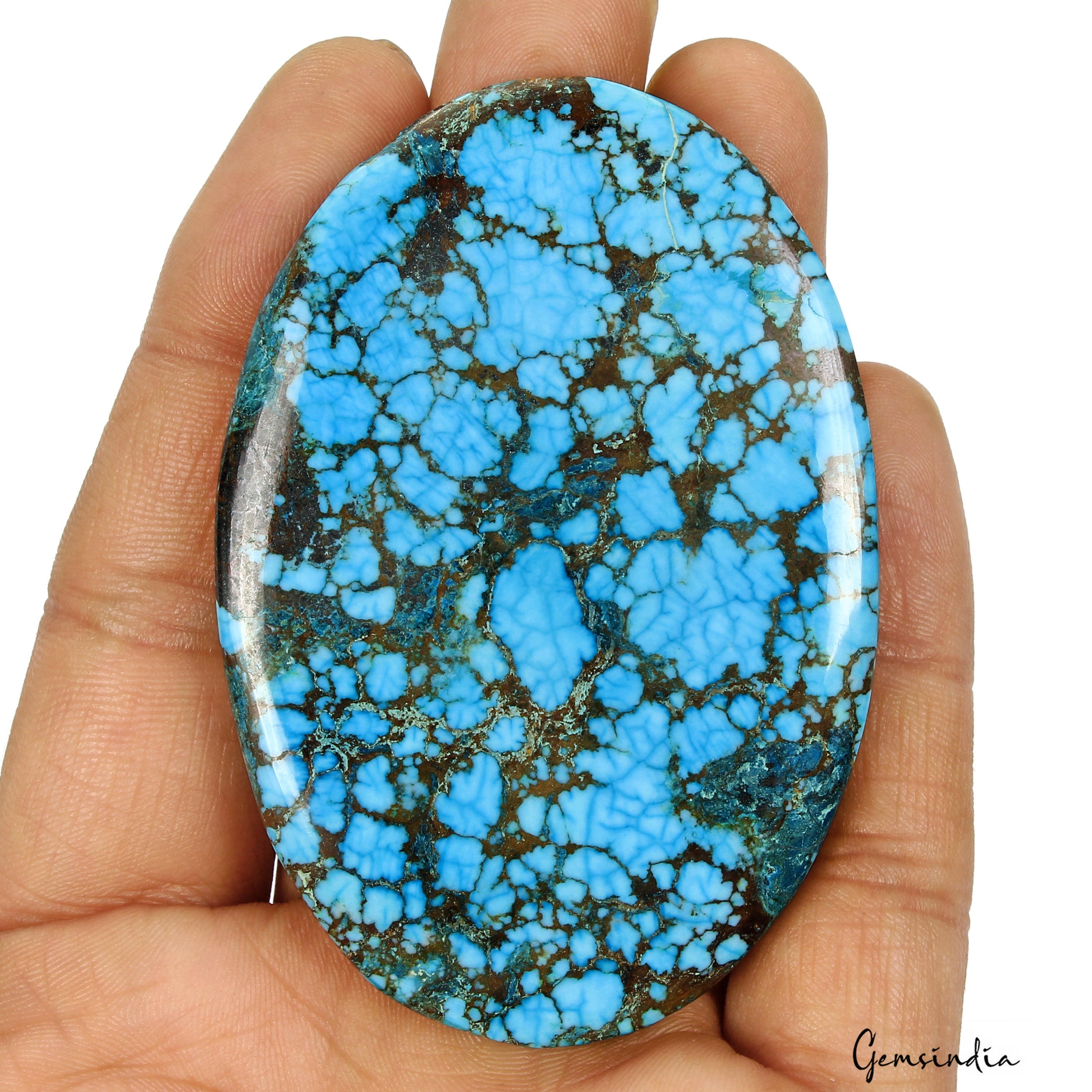 Huge 282.70Ct Blue Spiderweb Turquoise Oval Cabochon Arizona Loose Gems From U.S