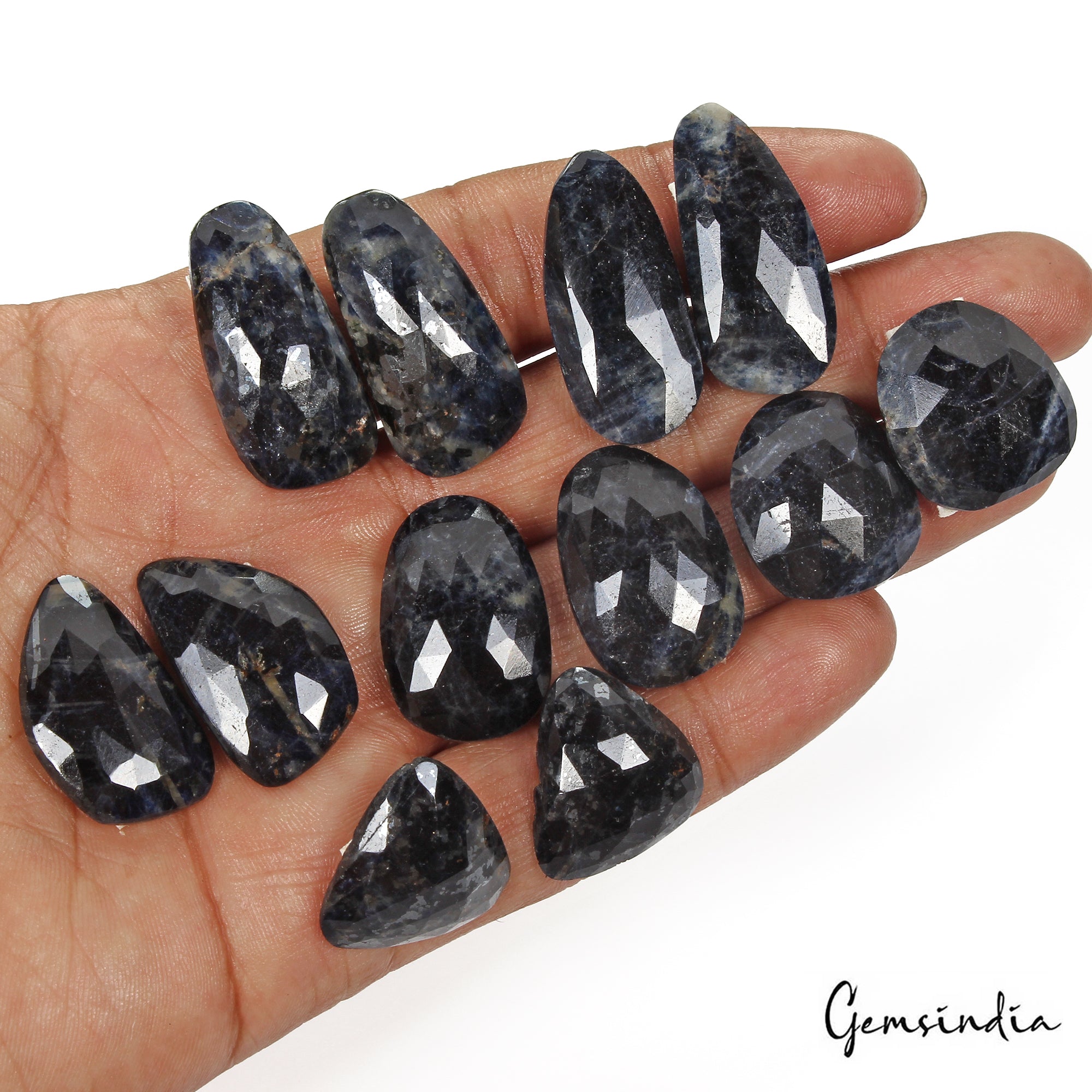 Certified 320 Ct/12 Pcs Natural Black Sapphire Rose Checker Cut 6 Pairs Gems Lot