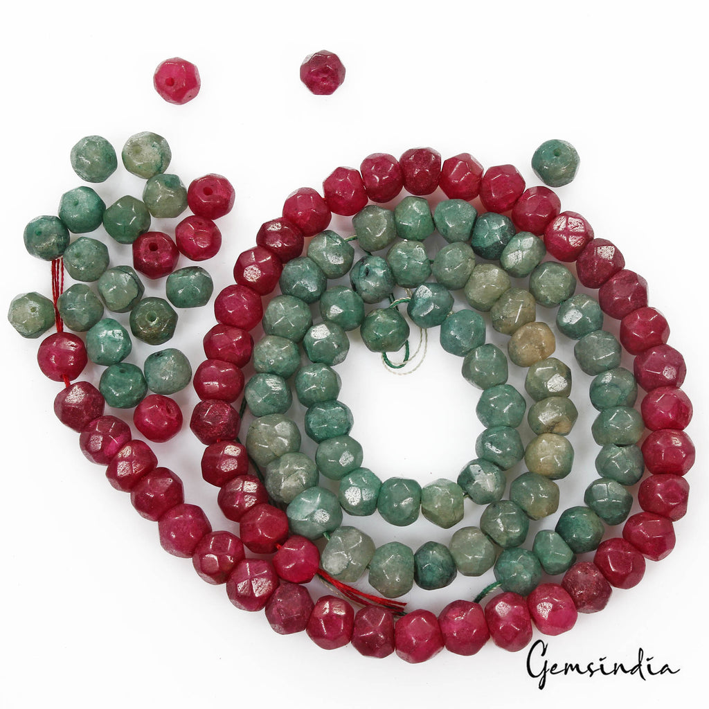 360 Ct/114 Pcs Natural Red Green Quartz Round Cut 7mm-8mm Drill Bead For Jewelry