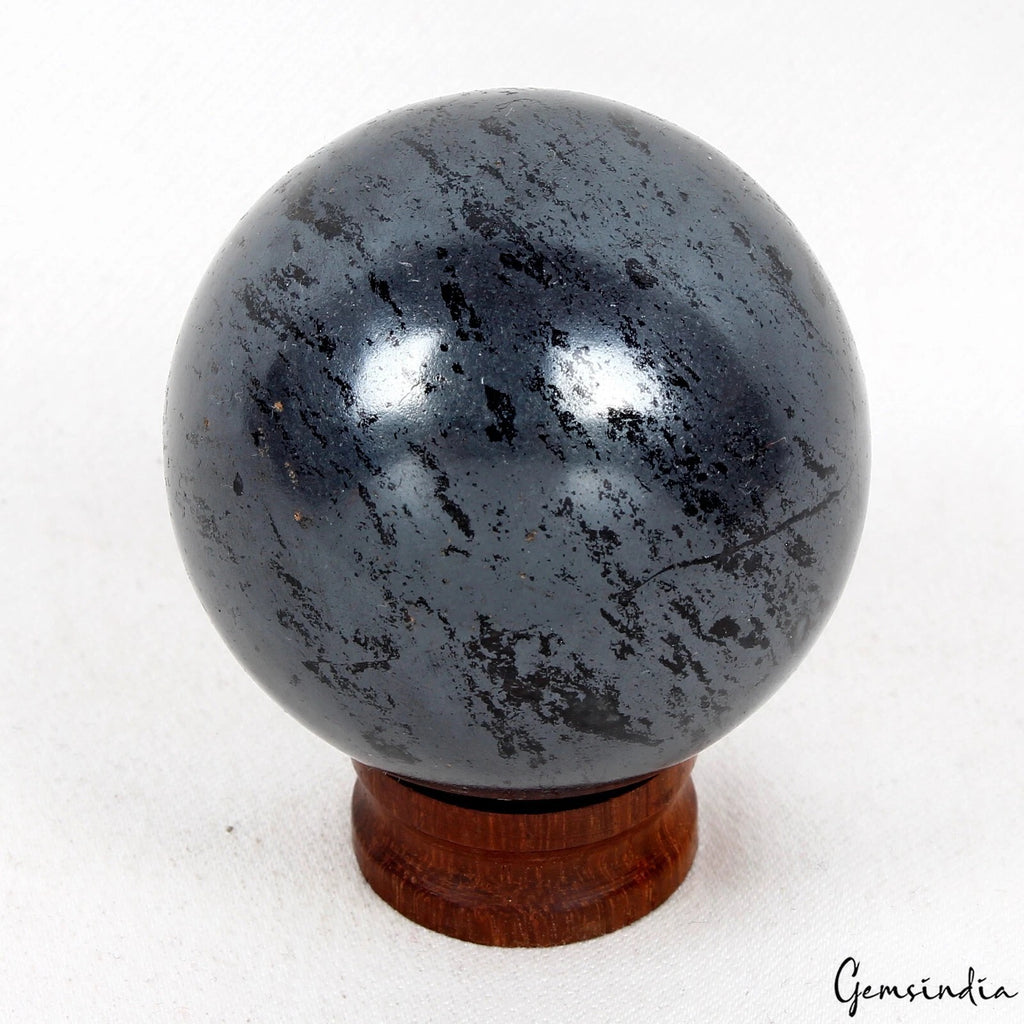 Gunmetal Sphere, Untreated, Grey — 52mm, 1800 Ct, Madagascar