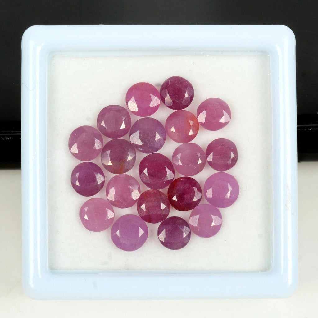 20 Pcs/17.40 Ct. Natural Mozambique Ruby 5mm Round Cut Pink Red Loose Gemstones
