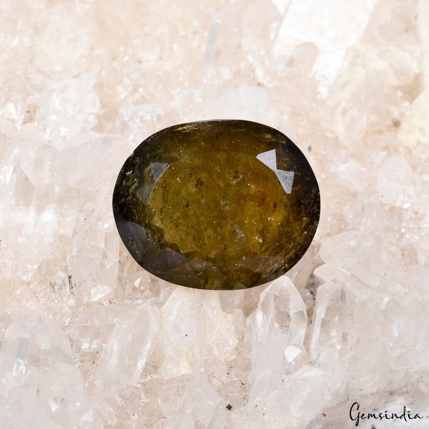 Certified 25.25 Cts Natural Untreated Olive Green Tourmaline Oval Gem For Ring