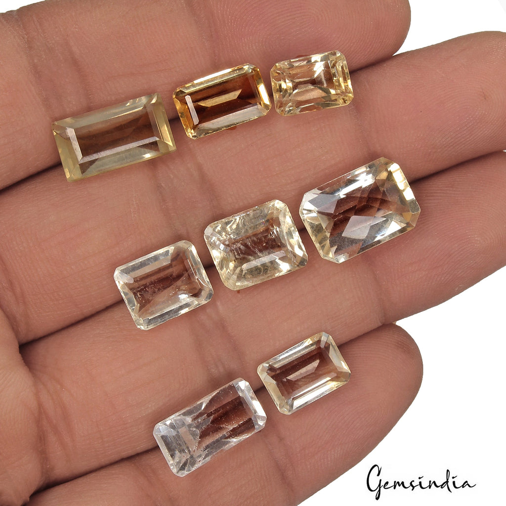 35.10 Ct/8 Pcs Natural Untreated Brazilian Yellow Citrine Octagon Cut Loose Gems