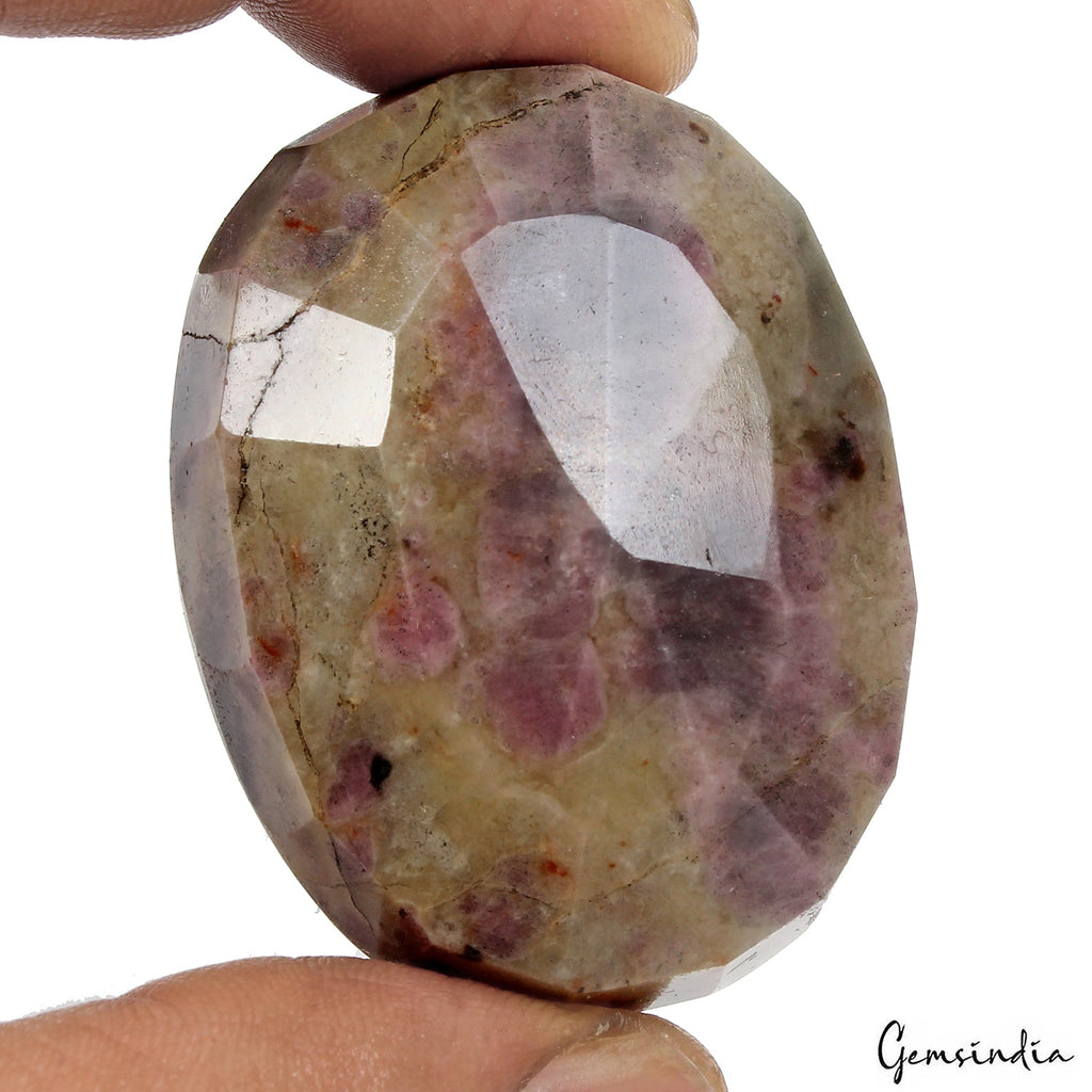 370 Ct Natural Untreated Ruby In Crystal Matrix Oval Cut Faceted Loose Gemstone