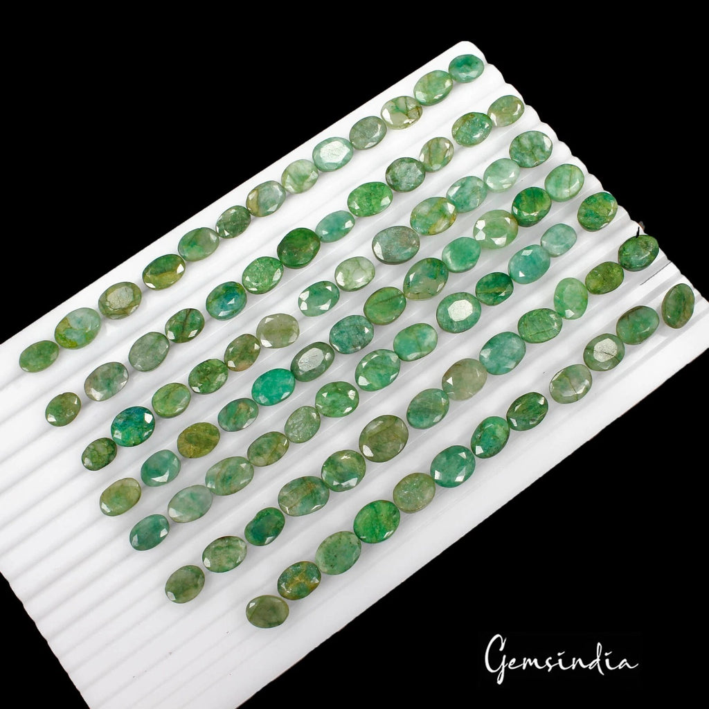 Emerald Lot, Loose Gemstone, Color Enhanced, Green — 90 Pieces, 11mm to 14mm, 520 Ct, Brazil