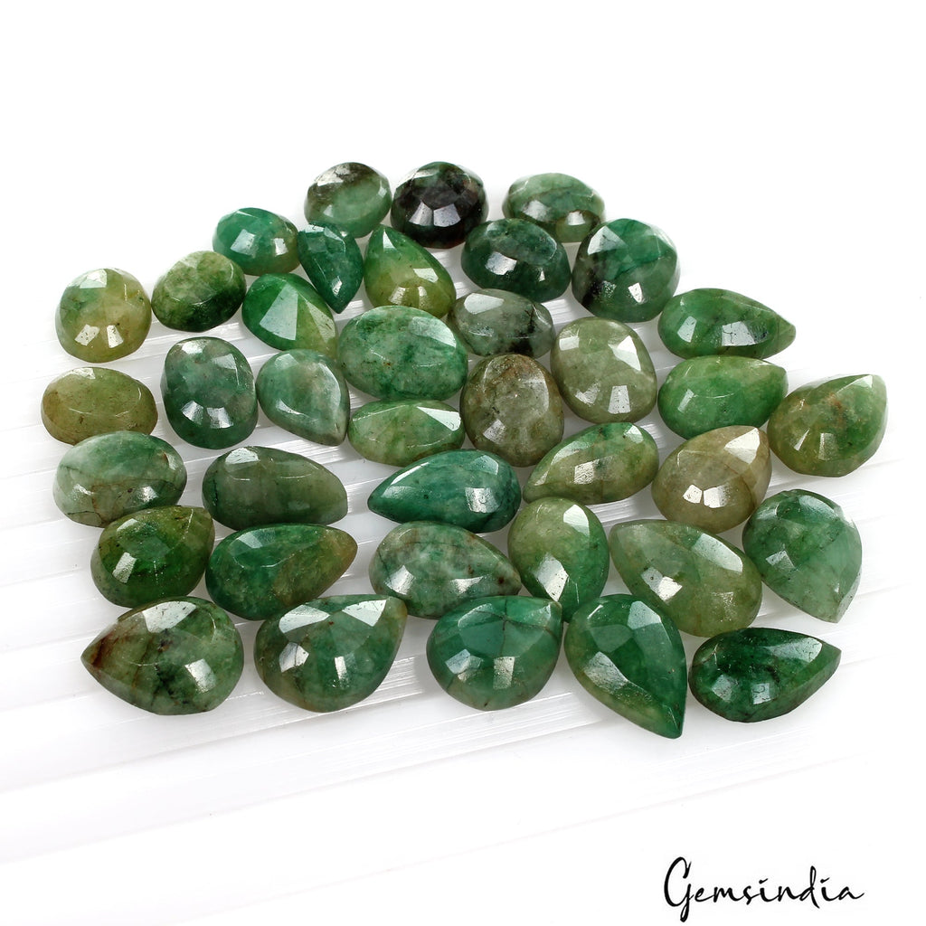 235.00 Ct Natural Green Brazilian Emerald Pear Faceted Loose Gemstone Lot 38 Pcs
