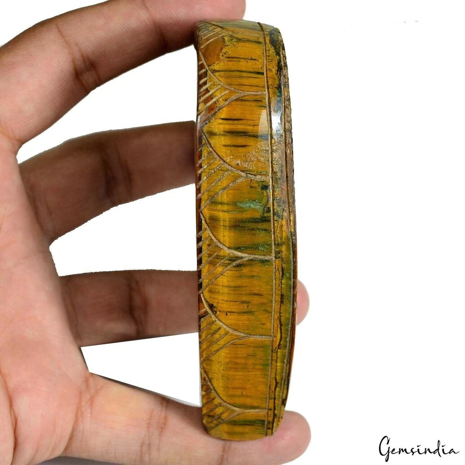 Tiger Eye Carving, Untreated, Bi Color — 98x68x21 mm, 1350 Ct, Madagascar