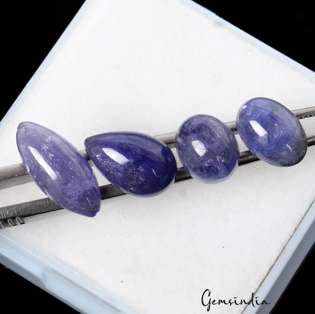 11 Cts/4 Pcs Natural Untreated Blue Tanzania Tanzanite Mix Cab Gems For Jewelry