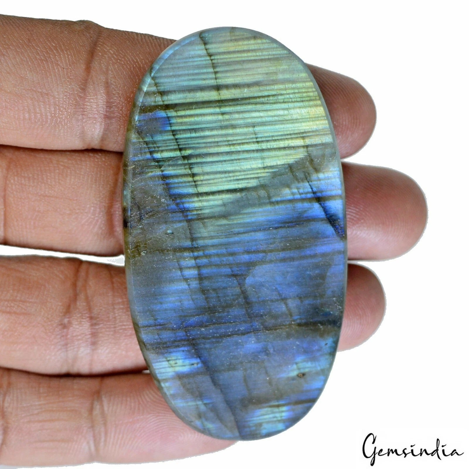 Labradorite Loose Gemstone, Untreated, Golden — 66x36x09 mm, 194.65 Ct, India