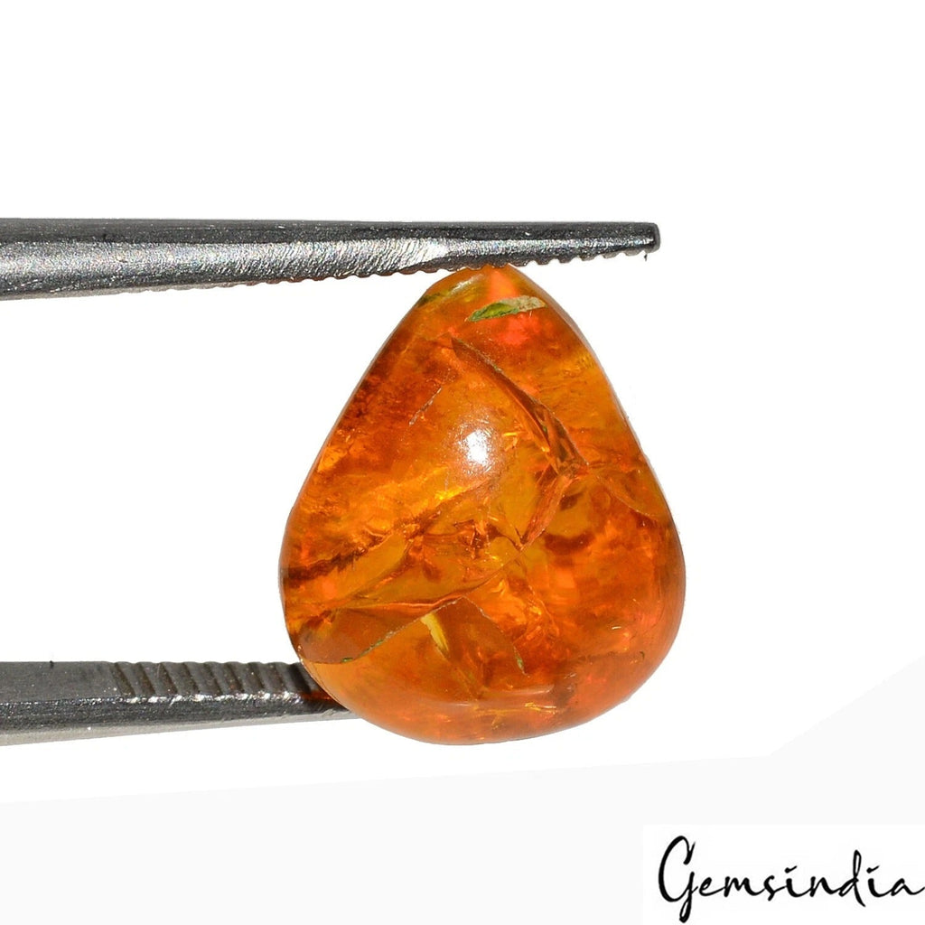 Certified 4.90 Ct Natural Untreated Ethiopian Orange Fire Opal Pear Gem For Ring