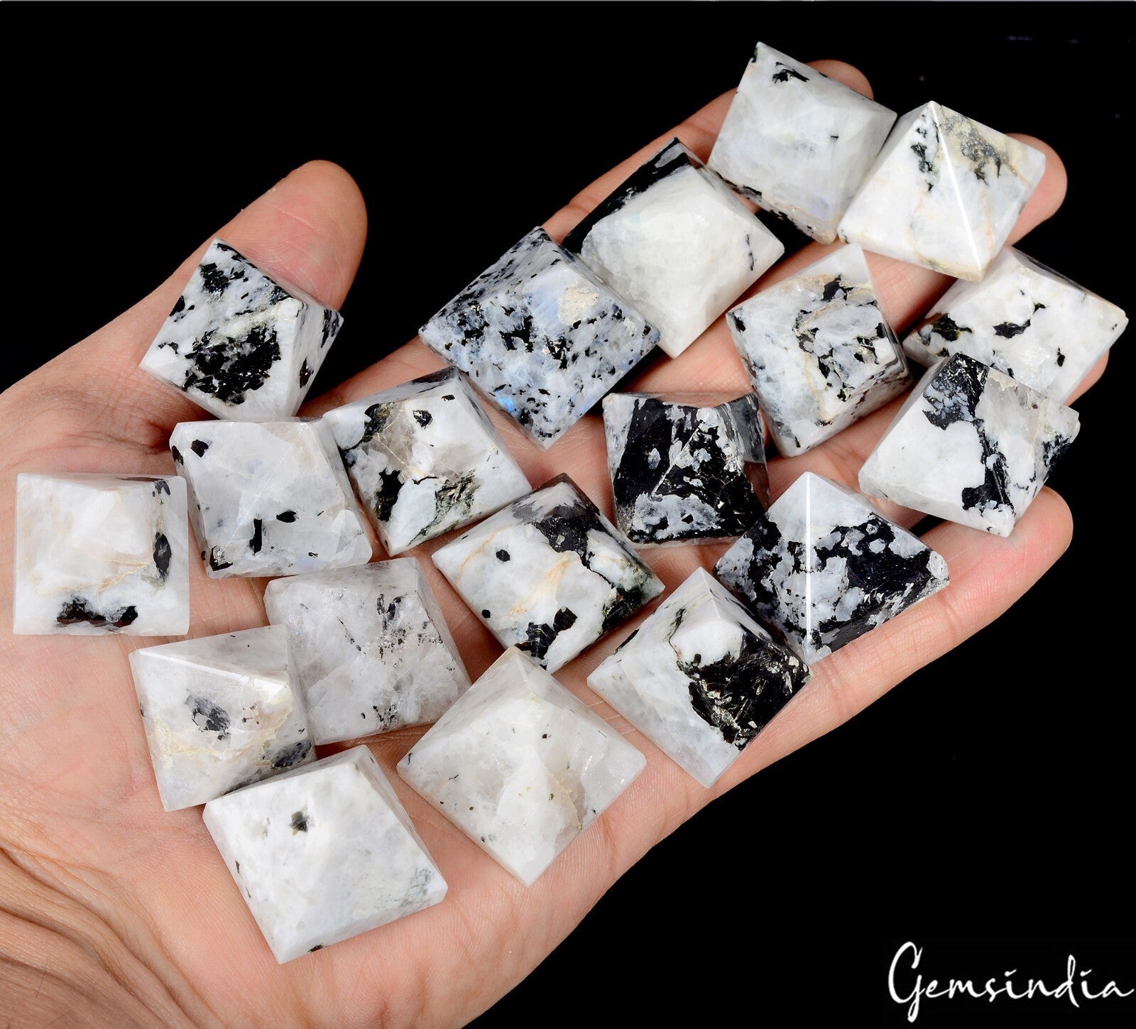1330 Ct Natural Moonstone Pyramid Reiki Healing Crystal /Energy Charged Gemstone