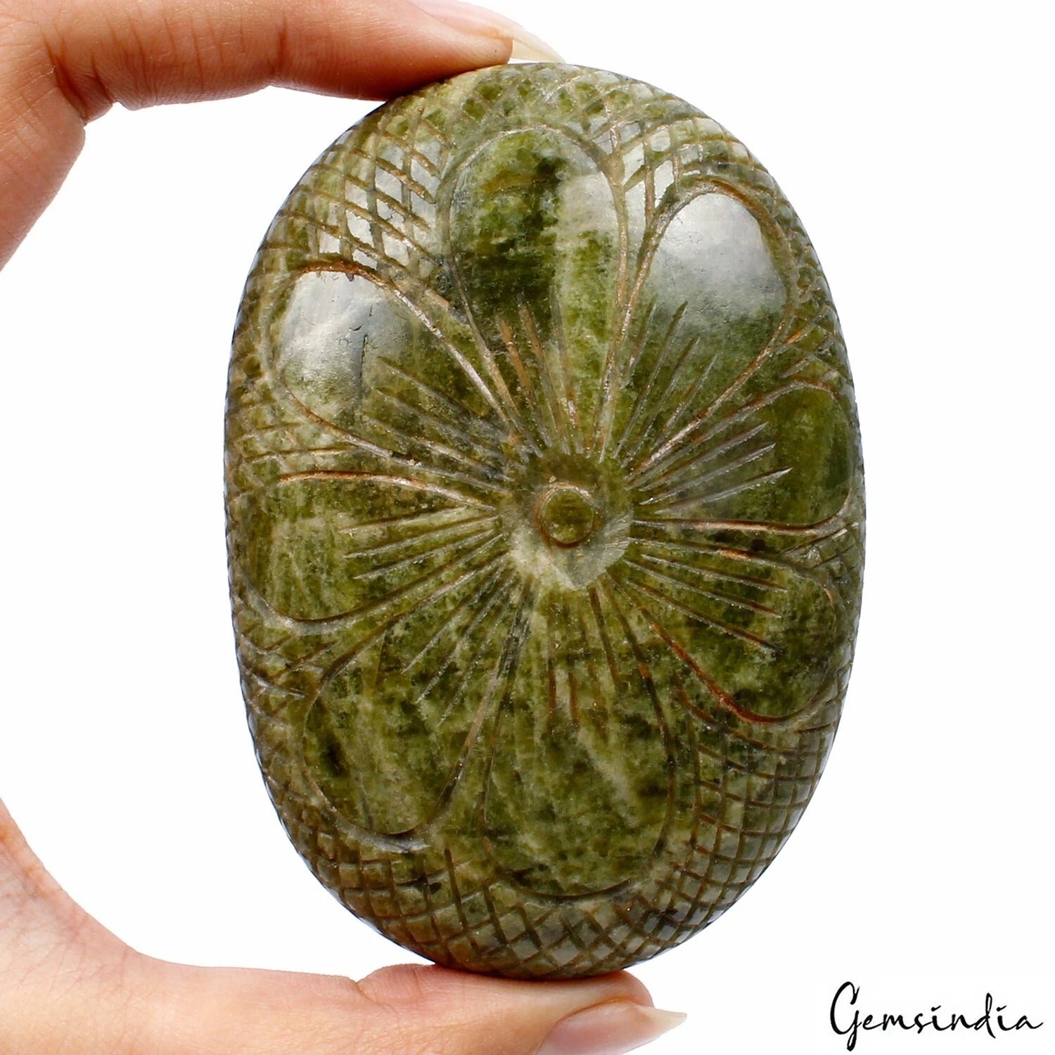 Vessonite Loose Gemstone, Untreated, Green — 89x61x20 mm, 1200 Ct, Madagascar