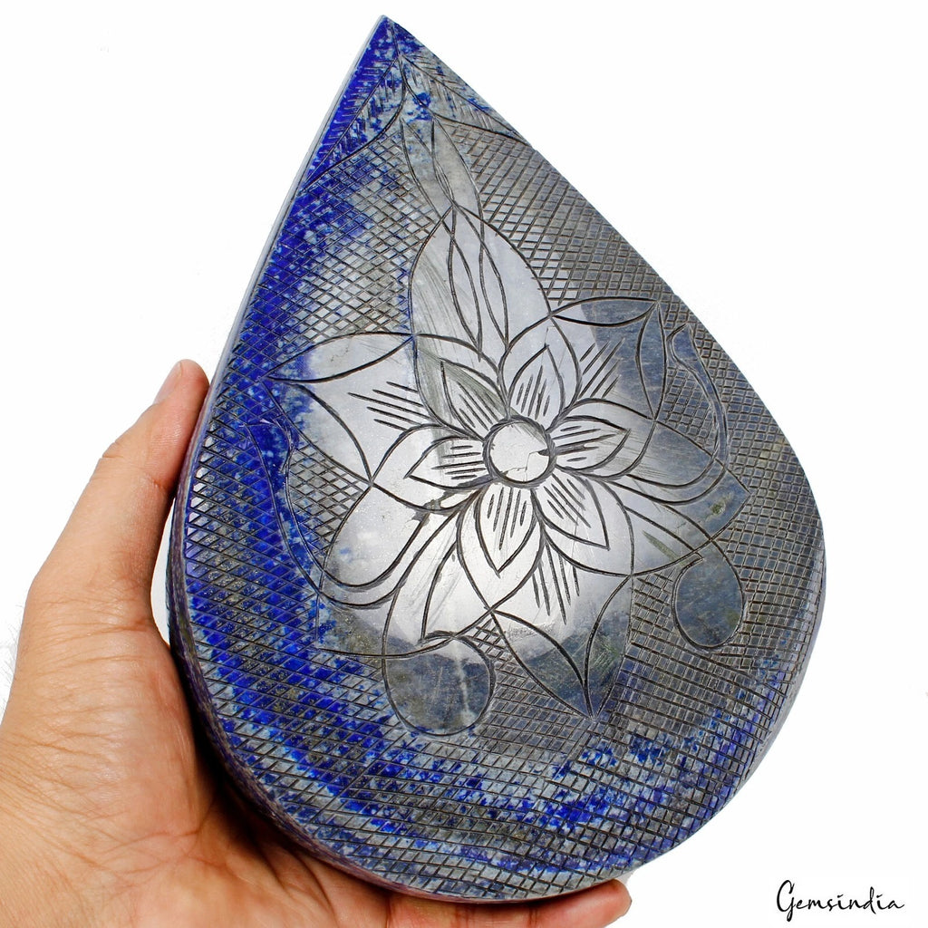 Lapis Lazuli Loose Gemstone, Color Enhanced, Blue — 9 x 6.6 x 2 Inch, 18900 Ct (3.78 Kg), Afghanistan