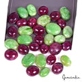 320 Ct/33Pcs Natural Red Ruby Green Emerald Oval Cab Drill Loose Bead Loose Gems