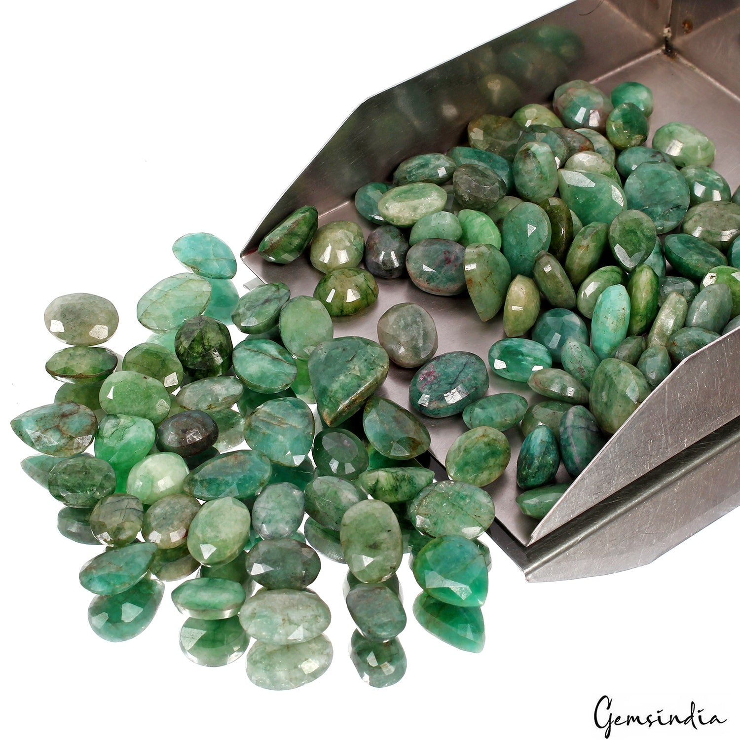 Brazilian Emerald Lot, Loose Gemstone, Assorted Shape And Cut, Color Enhanced — 108 Pieces, 10mm to 18mm, 650 Ct, Brazil