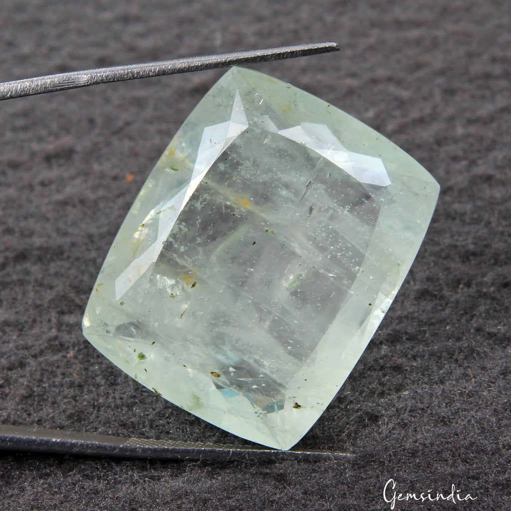Certified 51.40 Ct Natural Blue Green Aquamarine Cushion Cut Loose Brazilian Gem