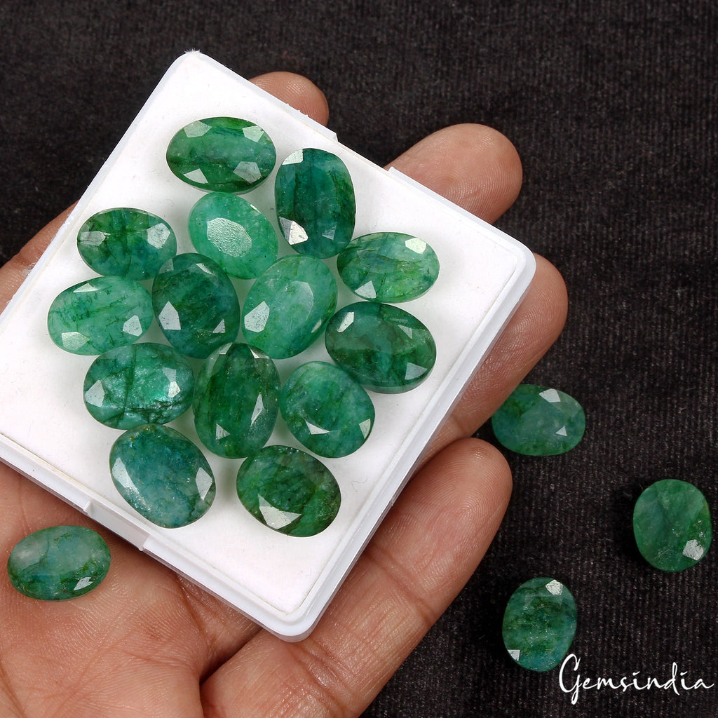 Certified Natural Green Emerald 144 Ct AAA+ Oval Cut Loose Gemstones Lot ~18 Pcs