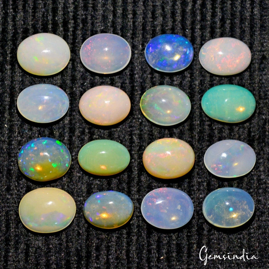 16 Pc Natural Ethiopian Opal 8-9mm Oval Untreated Multi Shine Certified Gemstone