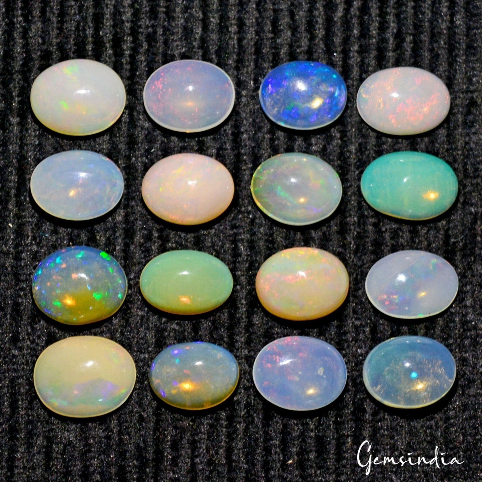 16 Pc Natural Ethiopian Opal 8-9mm Oval Untreated Multi Shine Certified Gemstone