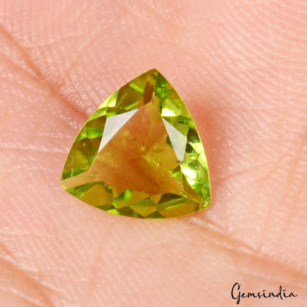 Certified 1.70 Ct Natural Green Peridot Untreated/Unheated Trillion Cut Gemstone
