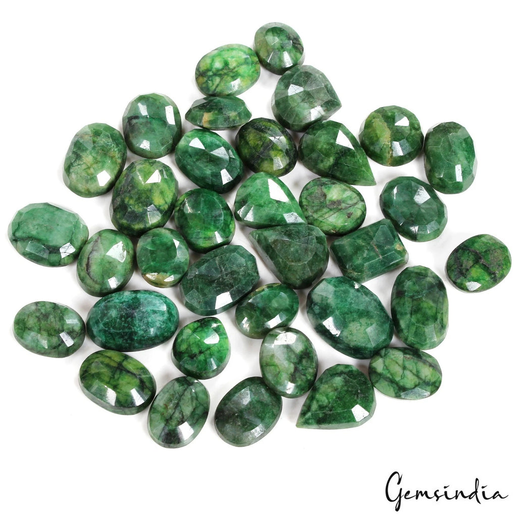 Emerald Lot, Loose Gemstone, Color Enhanced, Green — 35 Pieces, 16mm to 25mm, 770 Ct, Brazil