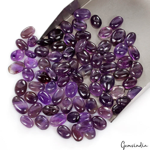 Amethyst Lot, Cabochon, Untreated — 79 Pieces, 10mm to 16mm, 390 Ct