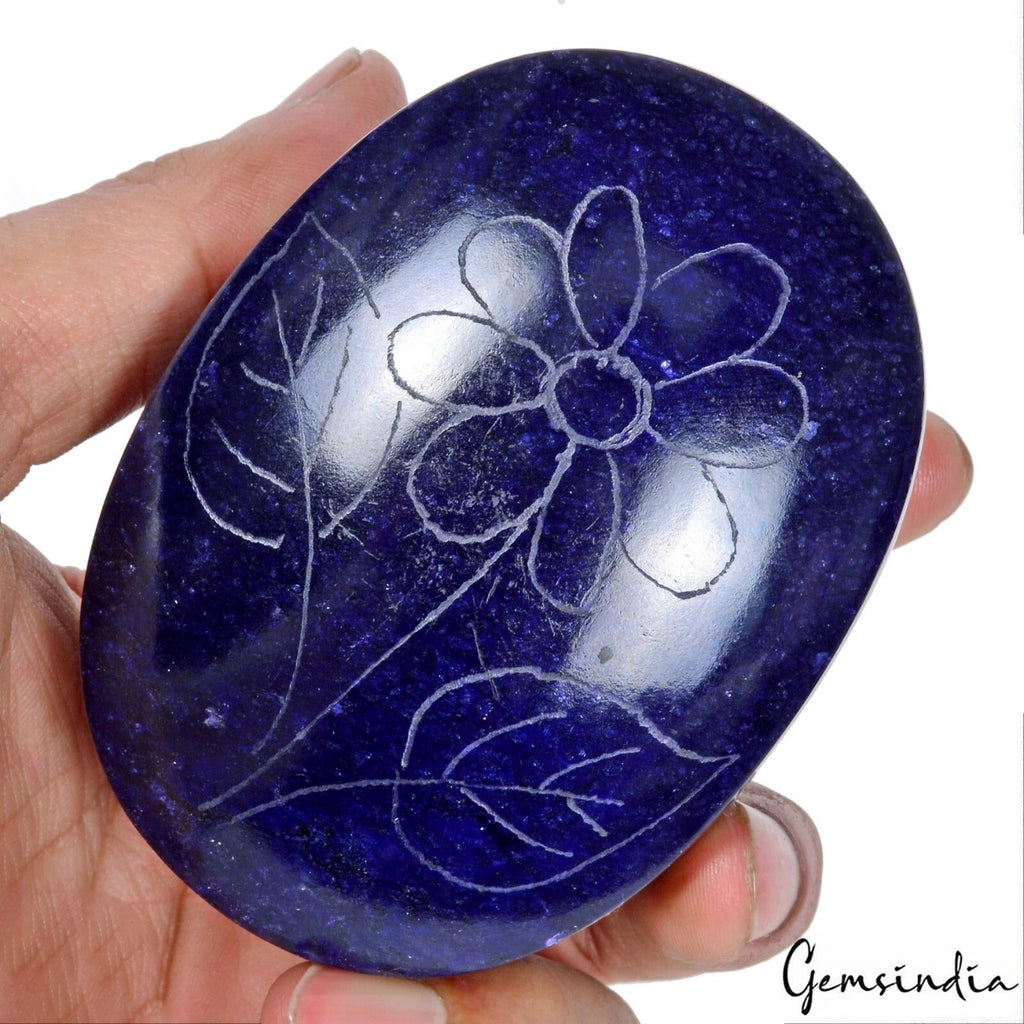 2450 Ct Natural Royal Blue Sapphire Oval Carving Huge Earth Mined Loose Gemstone