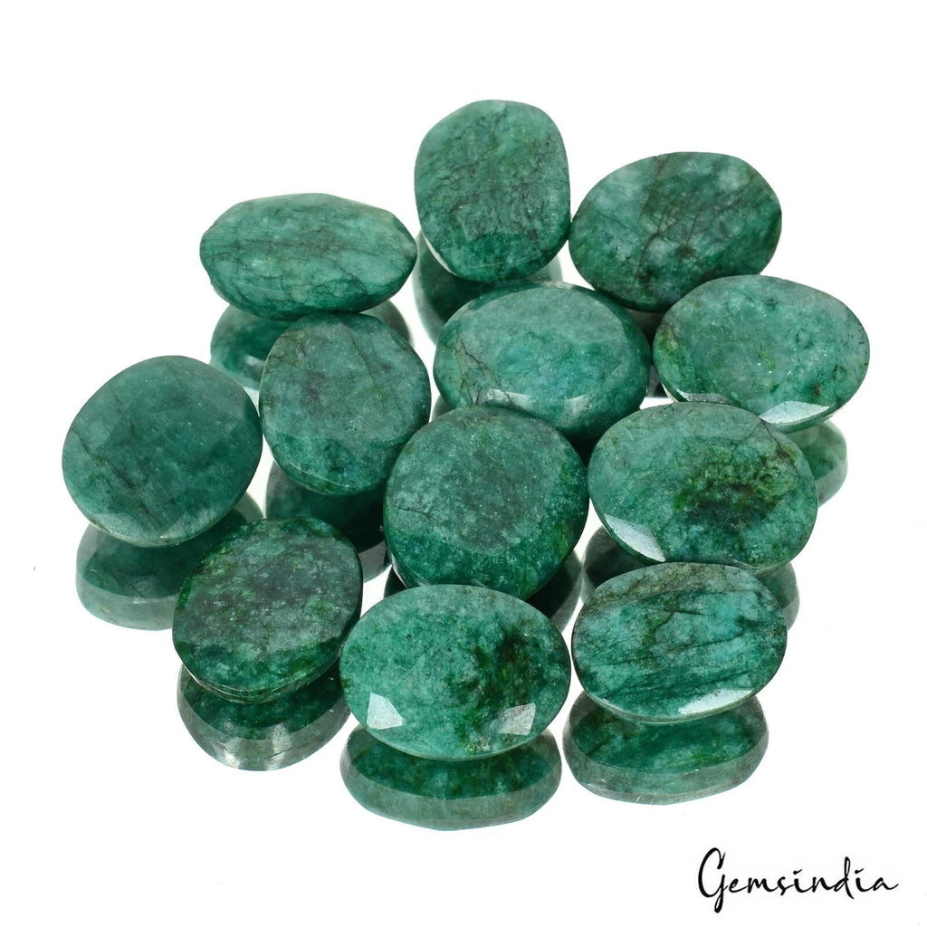 Emerald Lot, Loose Gemstone, Color Enhanced, Green — 12 Pieces, 19mm to 21mm, 230.00 Ct, Brazil