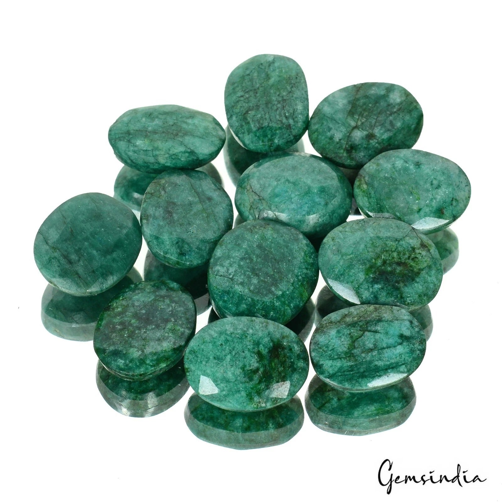 Emerald Lot, Loose Gemstone, Color Enhanced, Green — 12 Pieces, 19mm to 21mm, 230.00 Ct, Brazil