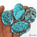 440 Ct/4 Pcs Natural Blue Spiderweb USA Turquoise Oval Cab Loose Gem For Pendant